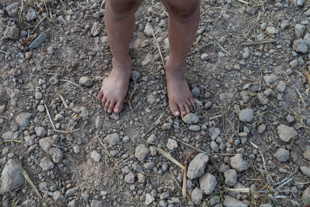 Difficulties close up, Children foot.