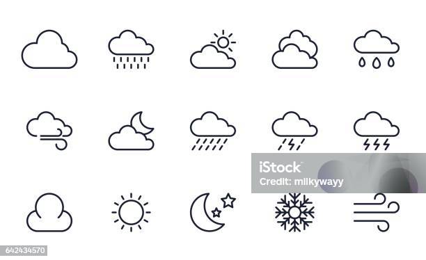 Stationery Icons Set Stock Illustration - Download Image Now - Cloud - Sky, Weather, Rain