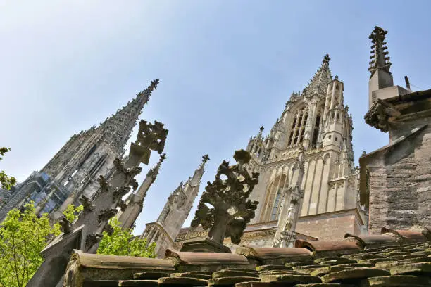 Stone masonry on Ulm Minster viewed from south, tallest church in the world