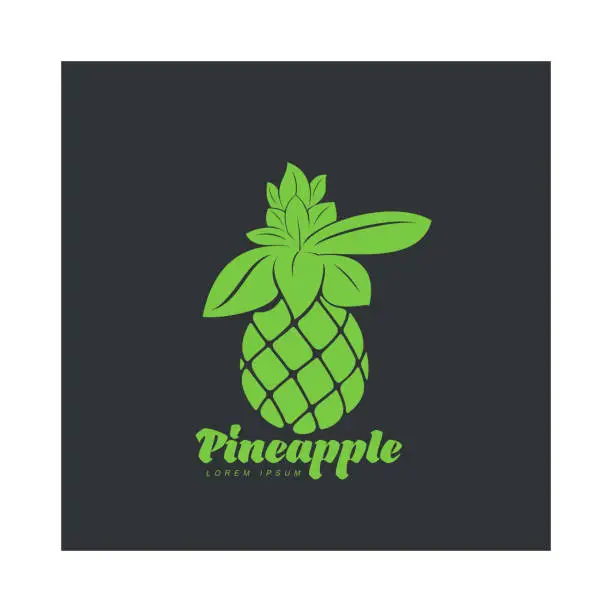Vector illustration of Two tone assymmetric graphic silhouette pineapple logo template