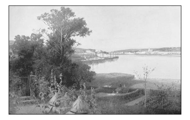 istock Antique photo of paintings: Landscape 642483530