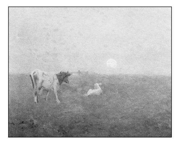 istock Antique photo of paintings: Landscape 642489318