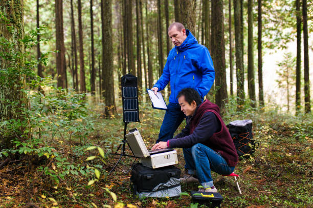 istock Environmentalists monitor the forest with a solar powered field laboratory 642495042