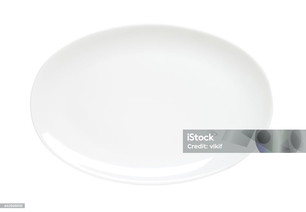 Oval plain white platter Oval plain white serving plate Ellipse Stock Photo