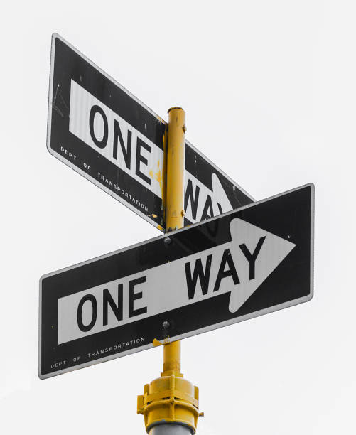 istock Couple of One way sign 642528084