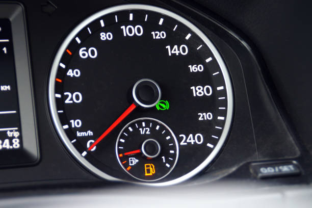 istock Indicator of fuel level on instrument panel of vehicle 642531832
