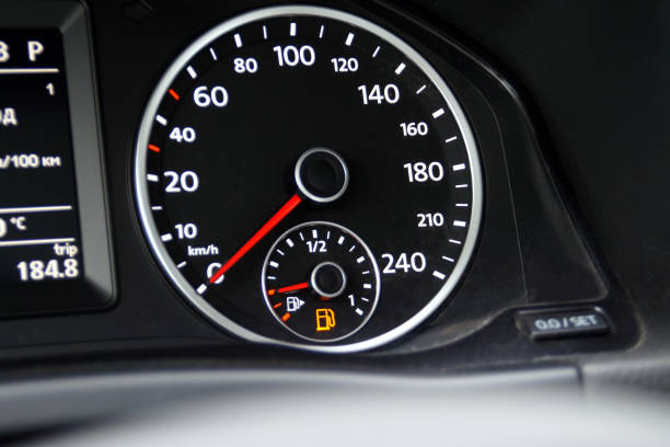 istock Indicator of fuel level on instrument panel of vehicle 642531838