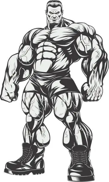 Vector illustration of Bodybuilder with big biceps