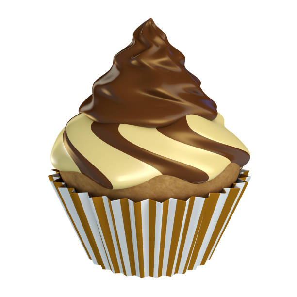 istock Vanilla cupcake with chocolate and vanilla frosting 642540144