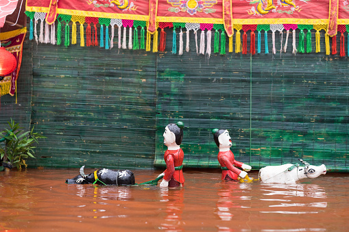 A common Vietnamese water puppetry show