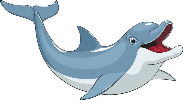illustrazioni stock, clip art, cartoni animati e icone di tendenza di divertente divertimento dei delfini - happy dolphin