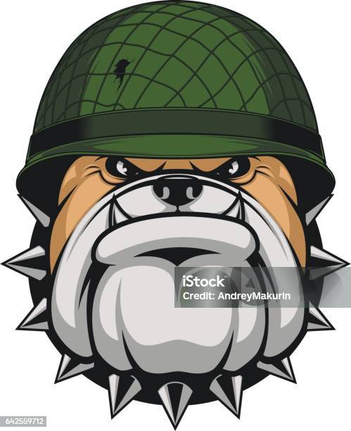 Bouledogue En Casque Du Soldat Vecteurs libres de droits et plus d'images vectorielles de Chien - Chien, Logo, Bouledogue