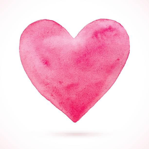 Heart-Pink-simple Vector Valentine's day. Watercolor heart background. Lovely card watercolor heart stock illustrations