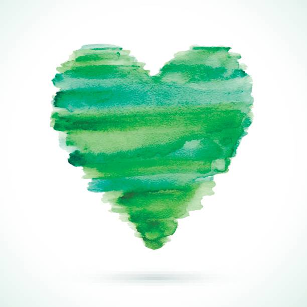 ilustrações, clipart, desenhos animados e ícones de verde-coração - paintings valentines day love square