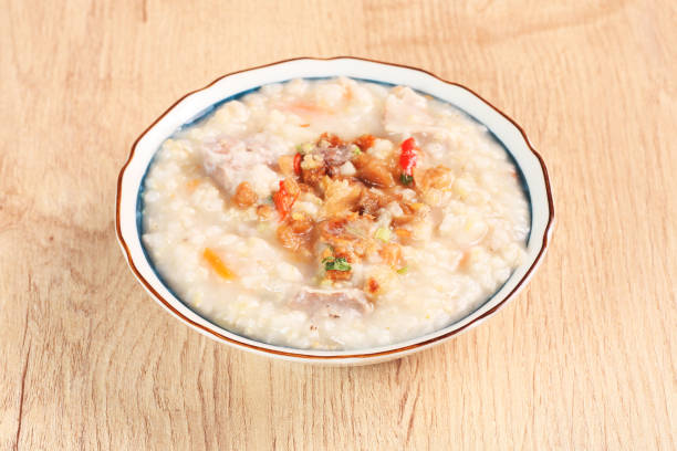 Brown rice porridge on the table