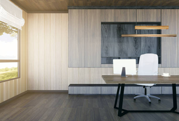 istock Modern and minimal interior of boss office 642567418