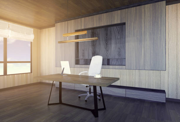 istock Modern and minimal interior of boss office 642570734