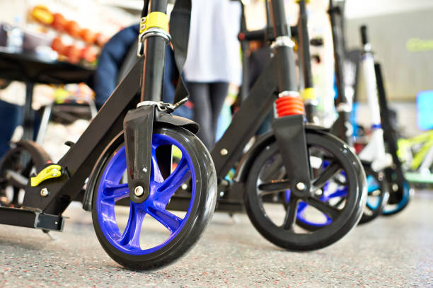 istock Push Scooters in sport shop 642573316