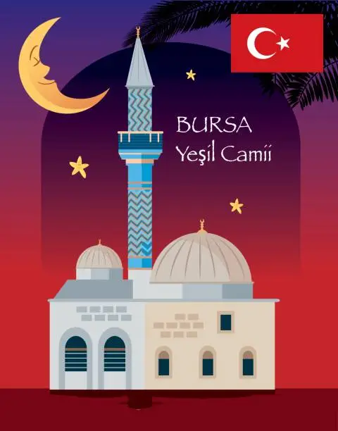 Vector illustration of Bursa Yeşil Camii