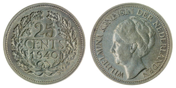 istock 25 cents 1940 coin isolated on white background, Netherlands 642595132