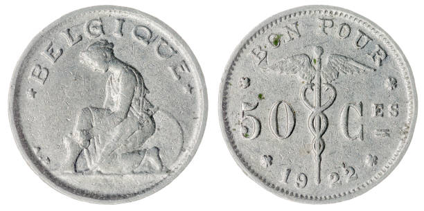 istock 50 centimes 1922 coin isolated on white background, Belgium 642595138