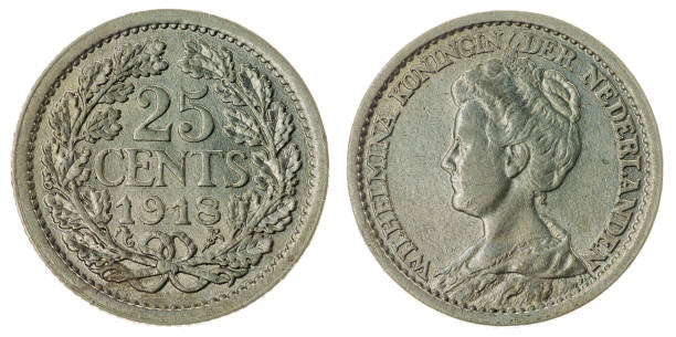 istock 25 cents 1918 coin isolated on white background, Netherlands 642595144