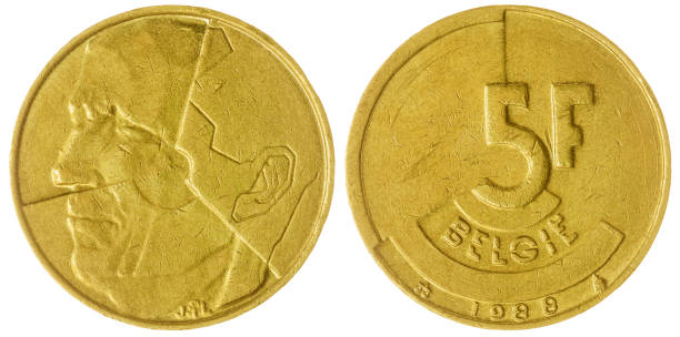 istock 5 francs 1988 coin isolated on white background, Belgium 642595218