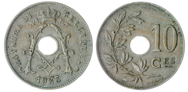 istock 10 centimes 1923 coin isolated on white background, Belgium 642595230