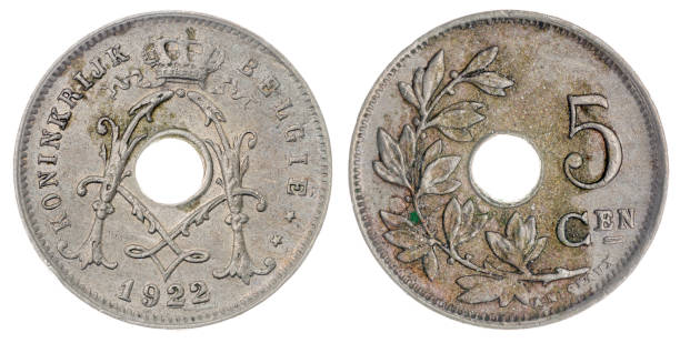 istock 5 centimes 1922 coin isolated on white background, Belgium 642595240