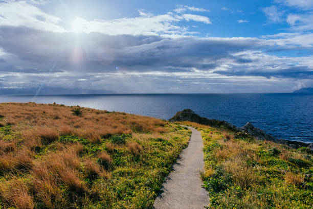 Beautiful view along the Cape Milazzo. Sicily Italy.