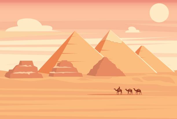 illustrazioni stock, clip art, cartoni animati e icone di tendenza di piramidi d'egitto - mythical pharaoh