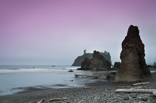 Ruby beach at sunset in Olympic National Park, Washington State, USA