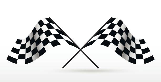 ilustraciones, imágenes clip art, dibujos animados e iconos de stock de comience y termine banderas. - checkered flag flag auto racing starting line