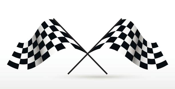 Start and finish flags. Start and finish flags. Auto Moto racing competitions. auto racing stock illustrations