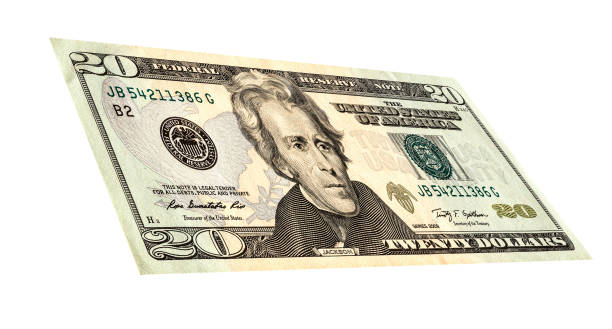 istock Dollars banknotes. Twenty american dollar banknote 642620414