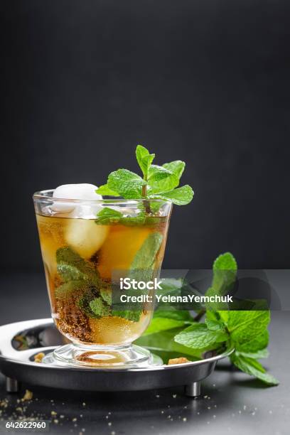 Mint Julep Cocktail With Bourbon Ice And Mint In Glass Stock Photo - Download Image Now