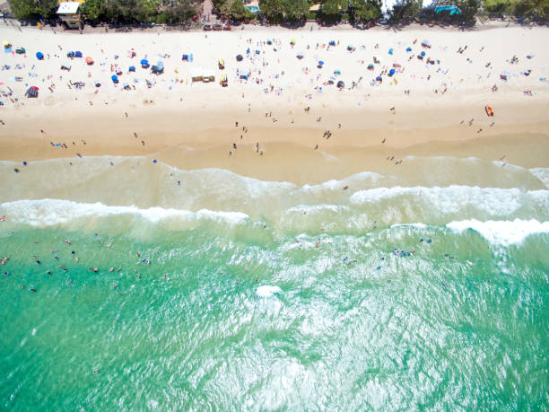 veduta aerea dei capi noosa - coastline noosa heads australia landscape foto e immagini stock