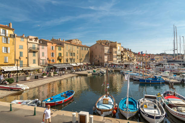 St. Tropez streets and lamndmarks stock photo