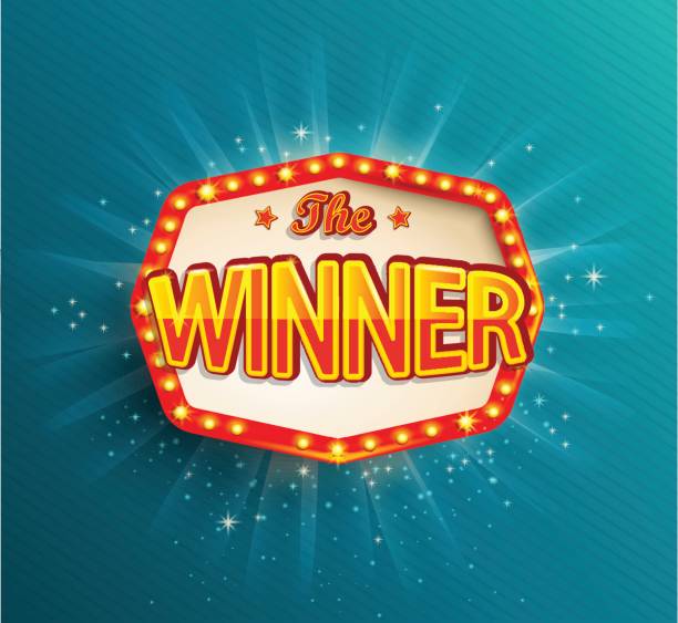The winner retro banner with glowing lamps. The winner retro banner with glowing lamps. Vector illustration for winners of poker, cards, roulette and lottery. Vintage light frame. quotes about winning stock illustrations