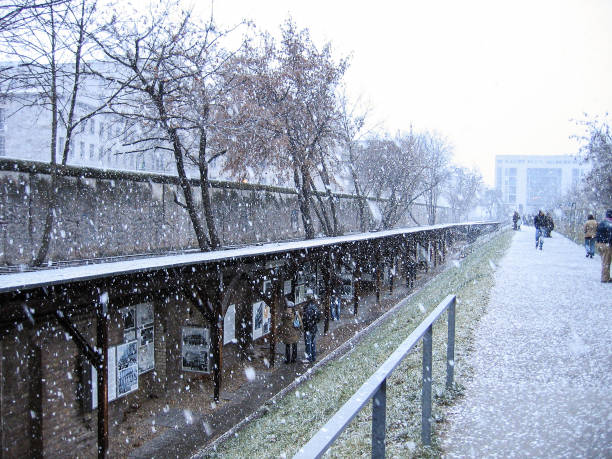 Berlin Wall Memorial wih snow in winter