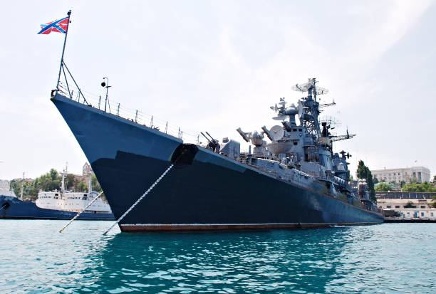 istock The ship on a blue sea 642655454