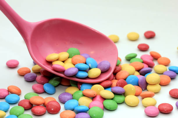 Chocolate filled candies in various bright colors