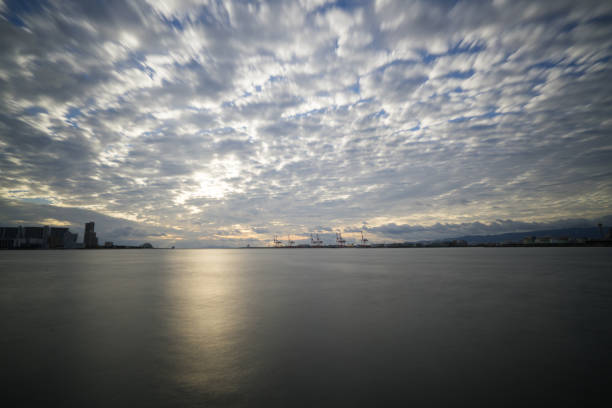 istock sunset Tenpozan at Osaka harbor,japan 642665422