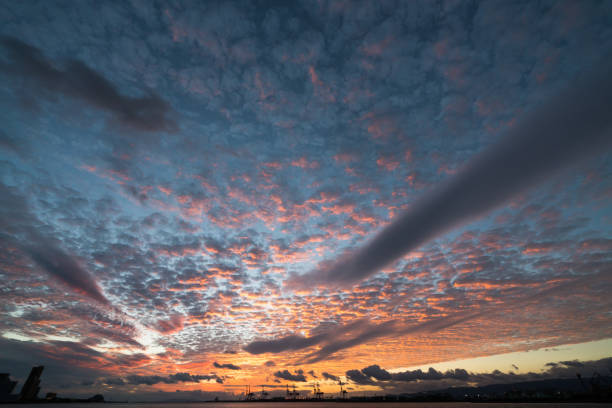 sunset Tenpozan at Osaka harbor,japan