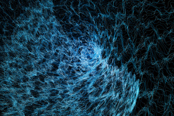 istock Pretty technology lines of particle background 642673594