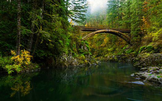 Moulton Falls trail is a beautiful hike along the Lewis river. It crosses a picturesque footbridge over the river.