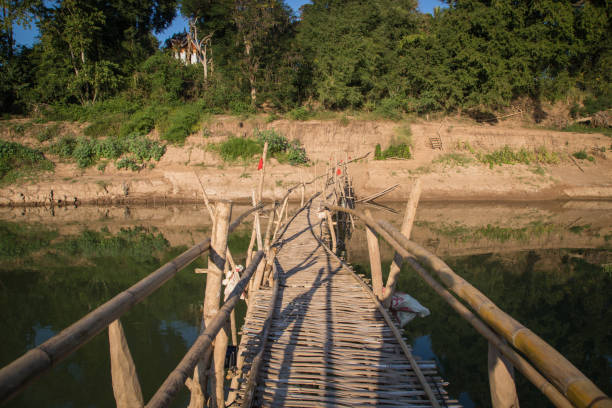 istock Bamboo bridge on Mekong River in Luang Phrabang, Laos 642680710