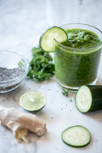 istock Green Smoothie with Kale, Cucumber and Chia Seeds 642689982