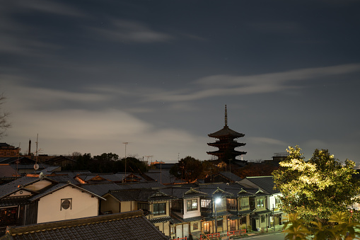 Tower of Yasaka night time,Kyoto,tourism of japan