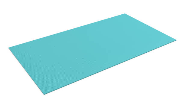 istock 3d rendering of light blue rubber yoga mat for exercise isolated on white background 642699340